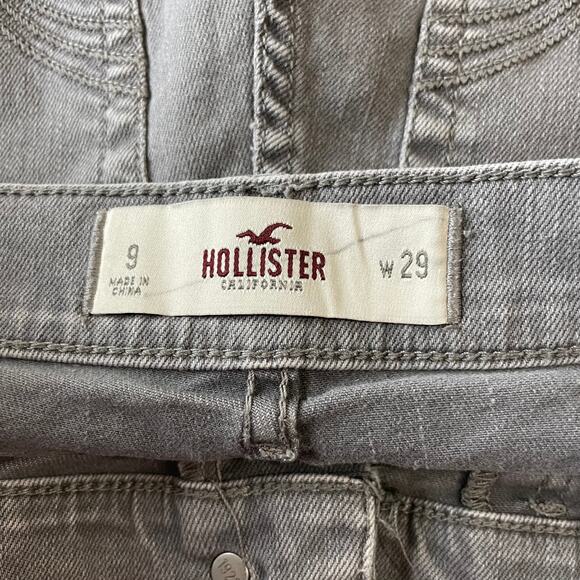 Hollister Womens Jean Shorts Juniors Size 9 High Rise Gray Denim Stretch Shorts - Picture 3 of 7